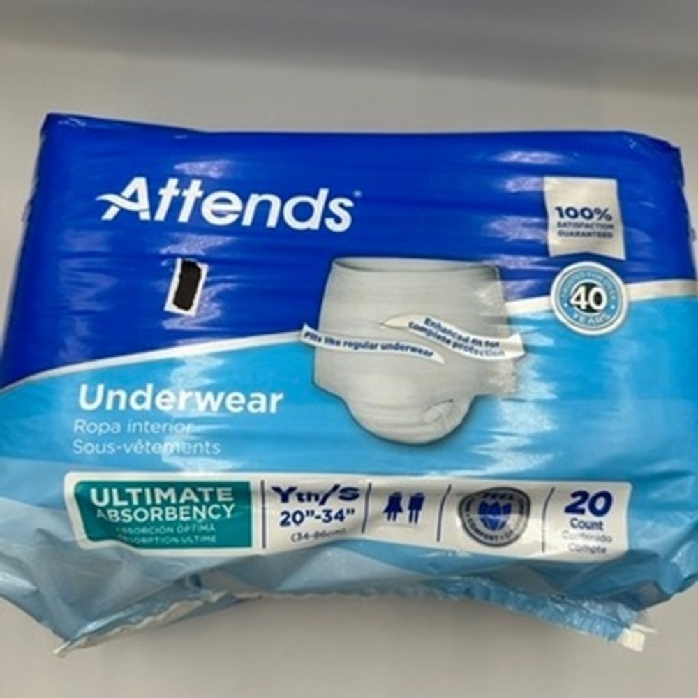 Attends Underwear Ultimate Absorbency Youth Small 20-34 Inch 20 Count AU20YS